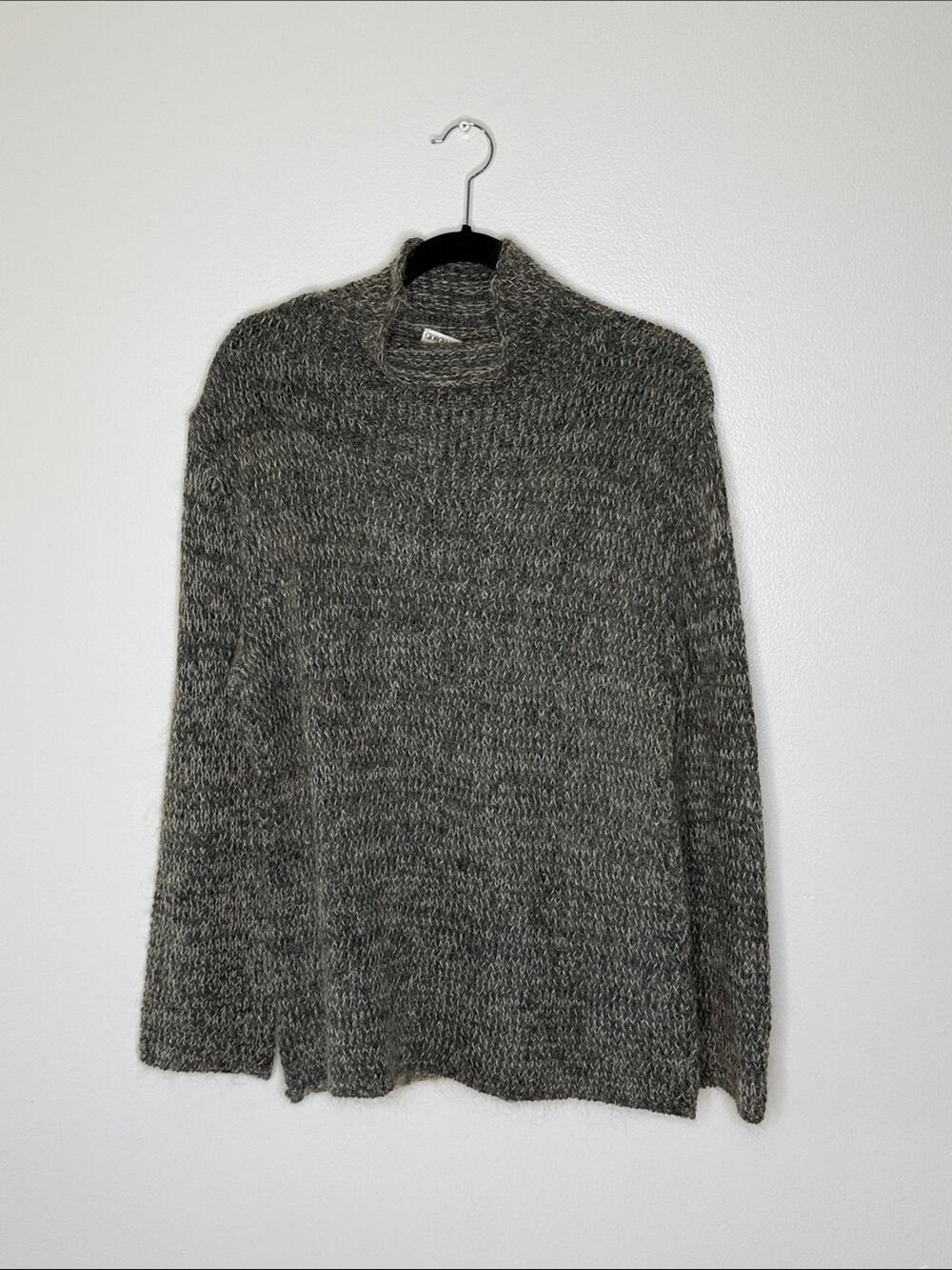 Giorgio Armani Heathered Charcoal Mock Neck Sweater Wool Blend Size 12